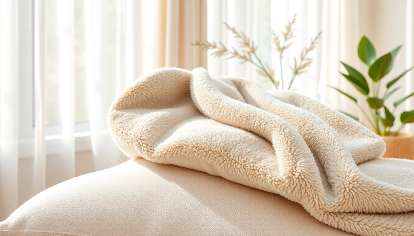 Fleece stof heerlijk over een kussen, met zachte textuur en warme kleuren.